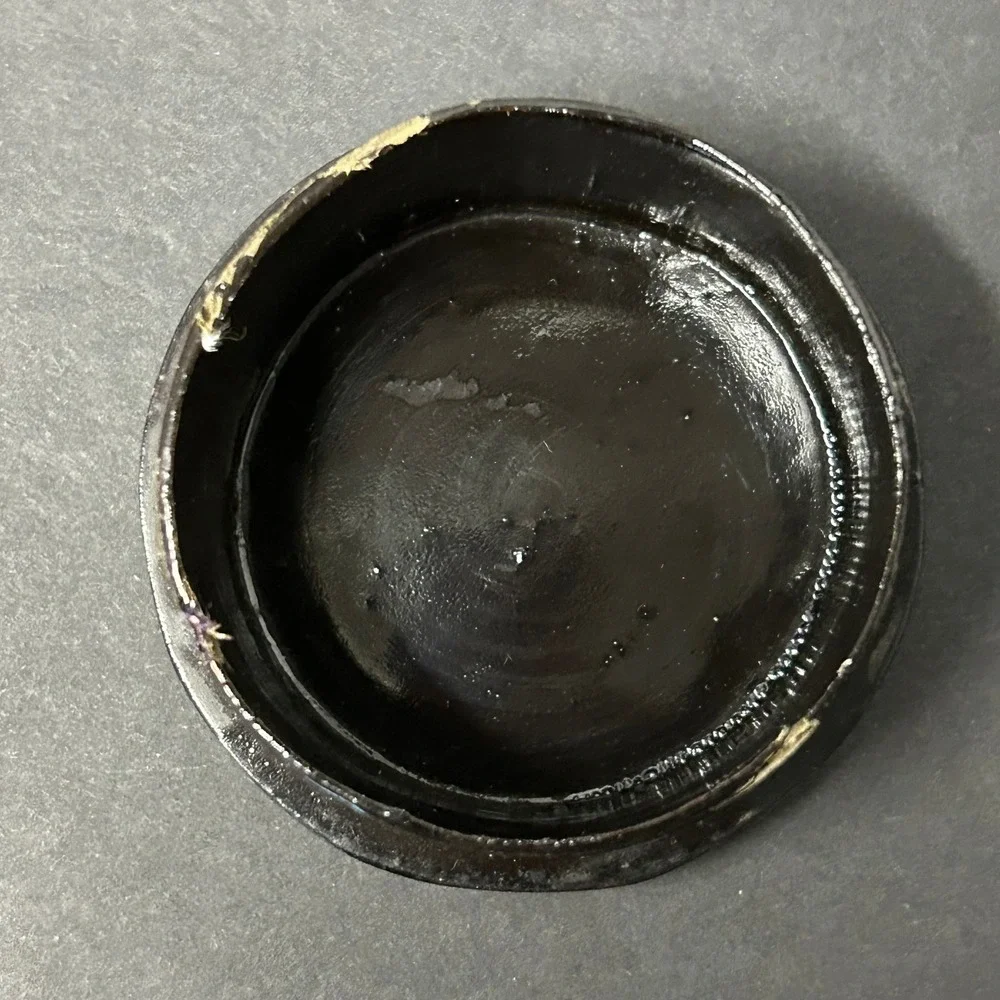 Unbranded Trinket Box Black Good Mother of Pearl Inlay Lacquer Round